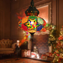 BOTOWI (12 Colors) Hanging Ceiling Mosaic Lamp Light Chandelier, Turkish Moroccan Pendant Lights