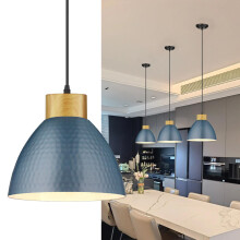 Seruno X Blue Pendant Light Fitting with Metal Shade, 140CM Adjustable Cable, E27 Lamp Holer Light Pendant, Ceiling Lighting Fixtures for Kitchen