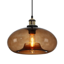 ZTTECH 28cm Brown Glass Pendant Light Industrial Vintage Hanging Light for Kitchen Island Bedroom Dining Room Adjustable Height E27 Bulb Compatible