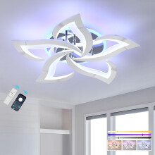 ZAITINZ LED Ceiling Light Dimmable, 50W Flush Ceiling Lights with Remote Control,Petals Chandeliers Ceiling Lamp for Bedroom Living Room Kitchen Game