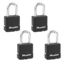 Master Lock M115XQLFCCSEN, Four Pack 1-7/8-Inch Wide Magnum Covered Laminated Steel Padlock, 5/16-Inch Diameter, 1-1/2-Inch Shackle Clearance, 4-Pack