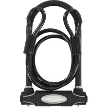 Master Lock Heavy Duty Bike D Lock with Cable, Key, Universal Mounting Bracket, Certified Bike Lock - Police Approved 8274EURDPRO - Use with Electric