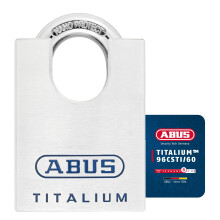 ABUS Titalium Padlock 96CSTI/60 - Lightweight Lock Body Made of Solid Special Aluminium - with Integrated Shackle Protection - ABUS Security Level 8