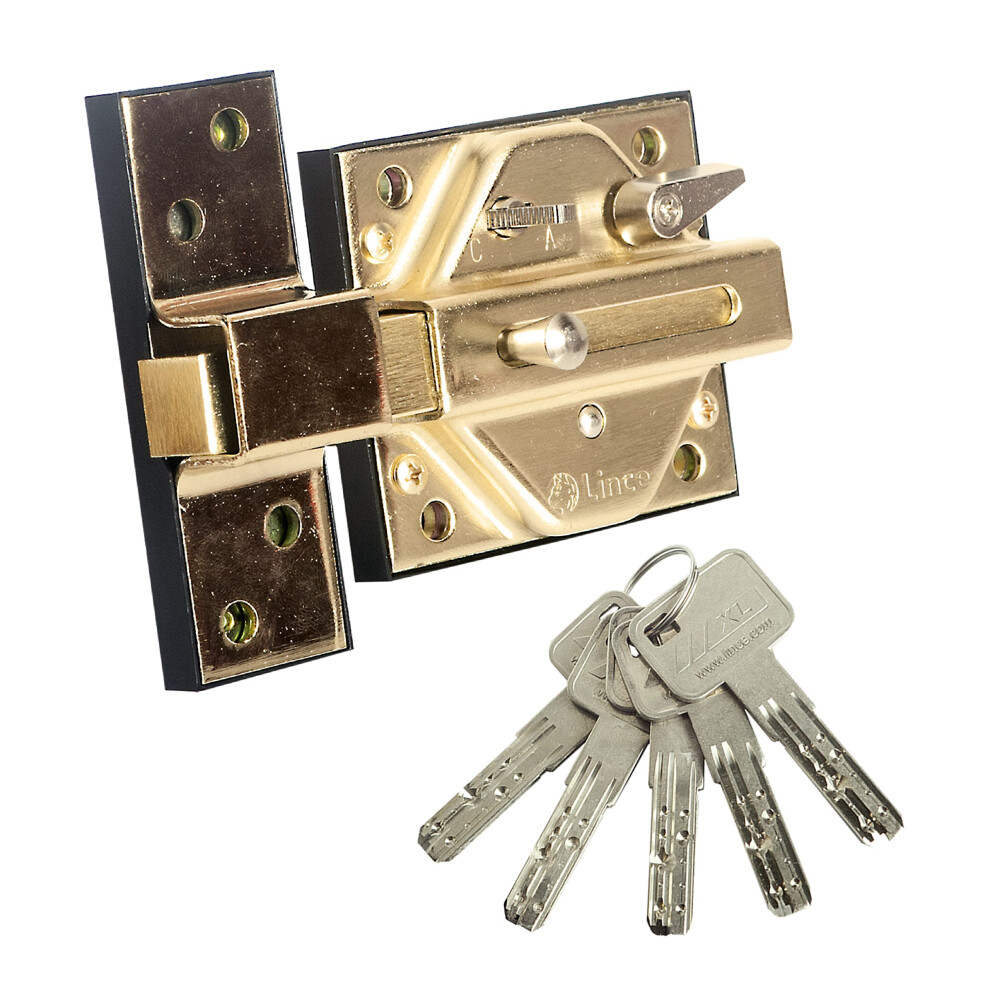 Lince - 5019D20 - Reinforced Door Lock 7930R - Brass 74 5051227669780