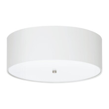 Eglo Pasteri Flush Ceiling Lamp, 3-Bulb Kitchen and Living Room Lighting, Flush Mount Light in Matt Nickel Steel, White Fabric and Glass, E27 Socket