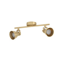 Eglo LED Spotlight bar Seras, Ceiling Light Fitting with 2 Adjustable spot Lights, Living Room lamp Made of Brushed Brass and Golden Steel