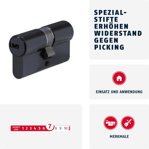 Abus ABUS Profile Cylinder D6XBL 40/50 with Code Card and 5 Keys - 96805 - Black 1