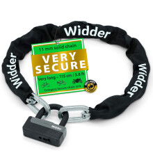 Widder Titan-Steel [Level 15] Chain Lock with 4 Keys - 115cm / 3.8 ft Long & 11mm Massive - for Motorbike, Moped, e Bike, Bicycle e-Scooter Locks
