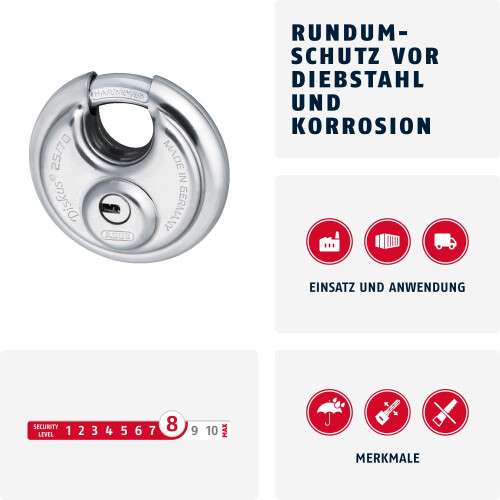 Abus ZUB ABUS Diskus Vorhangschloss 25/70 1