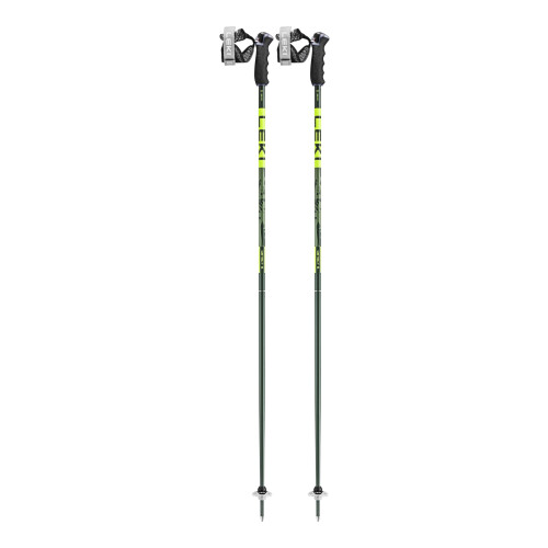 LEKI Detect S Ski Pole Pair - Olive Green/Dark Olive/Neon Yellow 115cm