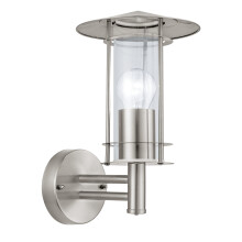 Eglo Outdoor wall Light Lisio, External Porch Lighting, Lantern Made of Stainless Steel and Clear Glass, Silver Outside lamp with E27 Socket, IP44