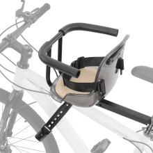 FORTOP Baby Bike Seat, Front Mount Kids Bike seat for Toddler with Safety Belt and Handrail, Compatilble with Adult Bike (Brown)