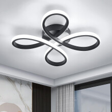 Dorlink LED Ceiling Light, Modern Flower Ceiling Lights Black Chandeliers Ceiling lamp, 3000/4500/6500K 3 Color Small Flush Ceiling Light for Bedroom