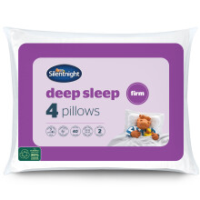 Silentnight Deep Sleep Firm Pillows 4 Pack - Support Side Sleeper Pillow with Fibre Core Firmer Comfortable Supportive Bed Pillow