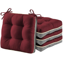 AS AWESLING 4 Pack Garden Chair Cushions with Ties - Soft Wipeable Oxford Cover & Plush Shredded Foam for Patio, Dining Chairs, Indoor Outdoor Use