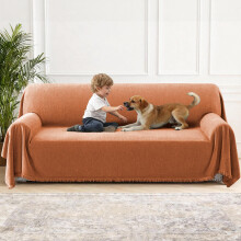 H.Versailtex Chenille Sofa Cover for 2 3 4 Seater, Waterproof Sofa Slipcover Sofa, Washable Couch Cover with Tassel, Soft Couch Covers for Dogs