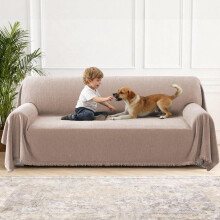 H.Versailtex Chenille Sofa Cover for 2 3 4 Seater, Waterproof Sofa Slipcover Sofa, Washable Couch Cover with Tassel, Soft Couch Covers for Dogs