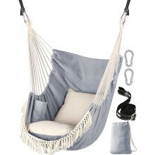 Chihee Hammock Chair Hanging Swing 2 Seat Cushions Included,Strong Webbing Straps and Hooks for Easy Hanging Soft Cotton Weave Hanging Chair Side