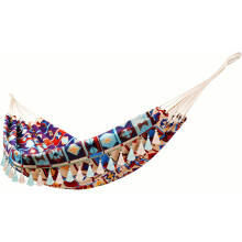 Hammock Garden Hammocks Hanging Outdoor Double Cotton Hammock Bed Terrace Boho Fringe Large Garden Hammocks for Adults Porch Travel Backyard Camping