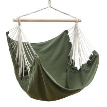 AMANKA XL Outdoor Hammock Chair 155x125 cm - Hanging Swing up to 100 kg - Garden Lounger with Wooden Bar - Indoor Relaxing Seat for Bedrooms