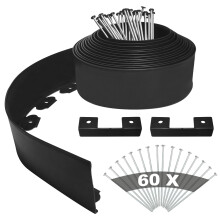 YEEBECA Plastic Lawn Edging 10cm x 20m, 60 Steel Anchors