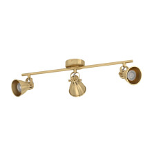Eglo LED Spotlight bar Seras, Ceiling Light Fitting with 3 Adjustable spot Lights, Living Room lamp Made of Brushed Brass and Golden Steel