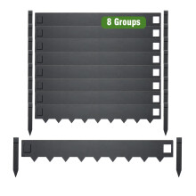 KHAMAL Lawn Edging Border - 8 Pack Flexible Lawn Garden Edging, Flower Bed Edge with Reinforced Pegs, 10cm High (Black)