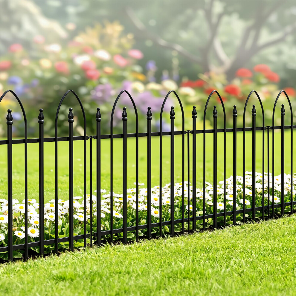 Thealyn Metal Garden Fence Panels, 61Cm H X 61Cm W, 5-Pack (Total 3M), Rustproof Powder-Coated No Digging Decorative Border Edging For Yard 5051227712073