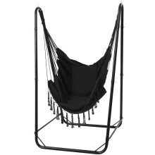 U-Shaped Hammock Chair with Stand, Heavy-Duty Steel Hanging Chair with Stand for Indoor & Outdoor Use, Solid Support & Stable Base, 220 lbs Capacity
