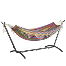 Mondeer 2 Person Hammock with Stand, Bohemian Style Portable Garden Double Hammock, Metal Frame Adjustable, Suitable for Outdoor Terraces