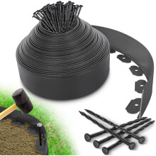 Garden Edging Border - 33 FT/10M Landscape Edging Border with 50 Spikes, 4-Inch High Lawn Edging Border Kit