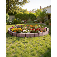 VEVOR Faux Stone Landscape Edging, 46.8 x 3.9 in Realistic Lawn Edging, Flexible Brick-Sized Garden Edging Border with Anchoring Spikes
