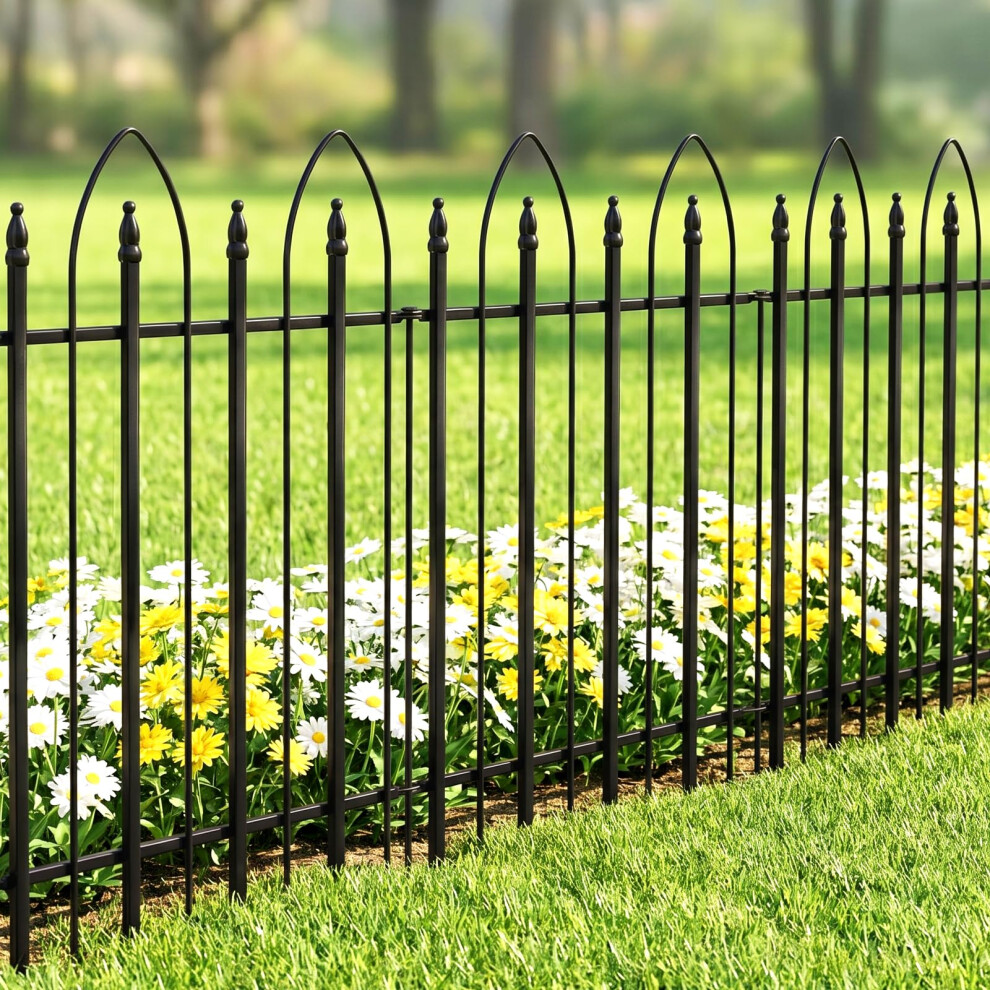 Thealyn Metal Garden Fence Panels, 81Cm H X 61Cm W, 5-Pack (Total 3M), Rustproof Powder-Coated No-Dig Decorative Border Edging For Yard 5051227712370