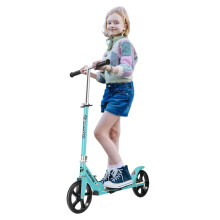 Hyiatyo Foldable Kick Scooter for Kids 8-12 Teens Adults, 200mm Big Wheels, Adjustable Handlebar 88-99cm, Lightweight Aluminium, Rear Brake