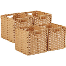 Mangata 28 cm Storage Cube Boxes for 30 cm Closet, Rattan Effect Storage Baskets, Wicker Woven Polyrattan Material Closet Organizer, 28x28x28 cm