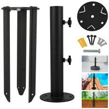 YZZHAJ Patio Umbrella Stand Base,Heavy Duty Outdoor Umbrella Holder,Metal Grass Umbrella Ground Stake
