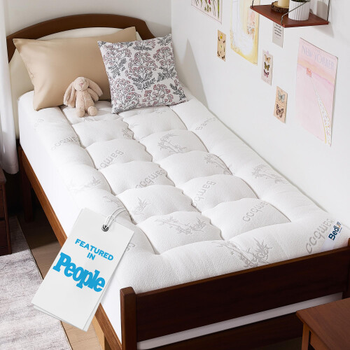 BEDLORE Single Mattress Topper, Viscose Derived from Bamboo Mattress Pad