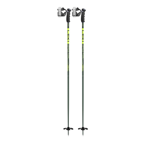 LEKI Detect S Ski Pole Pair - Olive Green/Dark Olive/Neon Yellow 115cm 1