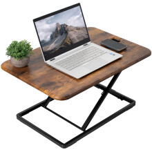VIVO Ultra-Slim Single Top Height Adjustable Standing Desk Riser, Compact Sit Stand Desktop Converter for Monitor or Laptop, Rustic Vintage Brown