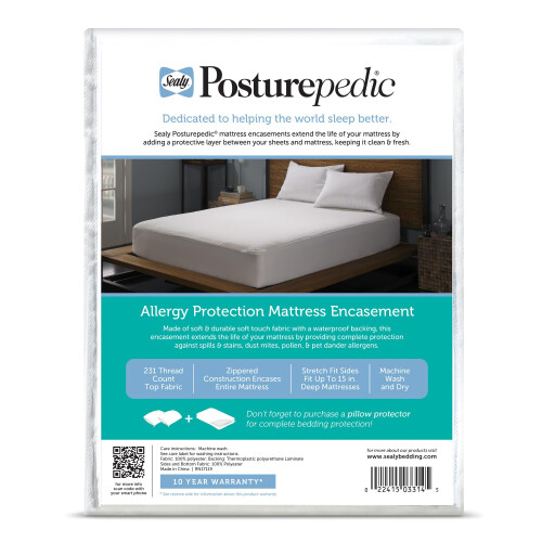 Sealy Sealy Posturepedic Allergy Protection Zippered Mattress Protector, White