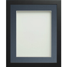 Frame Company Connolly Range Black Wooden Picture Photo Frame with Blue Mount, 20x16 for pic size 16x12 *Choice of Sizes* Fitted with Real Glass