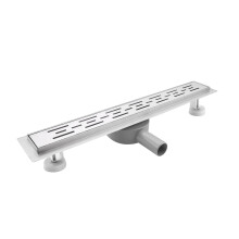 SaniteModar 60 cm Linear Shower Drain, Lines Panel Shower Drain with 360Siphon, Brushed 304 Stainless Steel Linear Drain with Leveling Feet