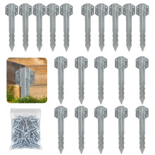 20 Pack Railway Sleeper Brackets, Heavy Duty Galvanised Steel Timber Sleeper Brackets and Fixings, Metal Stakes For Garden, Landscape, Lawn