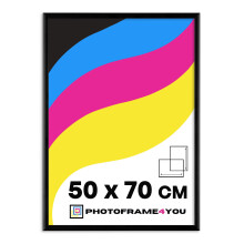 Photoframe4you - 50x70 cm Picture Frame Black - Aluminium Photo Frame with Shatterproof Acrylic Glass