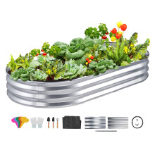 VEVOR Raised Garden Bed, 71.9 x 36.4 x 11 inch Galvanized Metal Planter Box, Outdoor Planting Boxes with Open Base