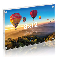 Americanflat 8x12 Acrylic Picture Frame - Double Sided Frames with Magnetic Corners - Transparent Acrylic Frames for Desk or Tabletop Display