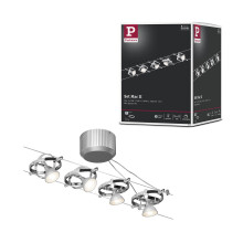 Paulmann 94133 Cable Lighting System – Mac II Set, Extendable Max 5 x 10 Watt Matt Chrome Wire Suspension Lamp Cable Lighting System Without Bulbs