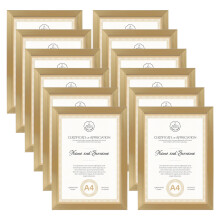 Giftgarden 12 Pack A4 photo Frames, Gold A4 Picture Frame Certificate Frames for Wall Hanging and Tabletop Display