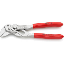 KNIPEX Mini Pliers Wrench Pliers and a Wrench in a Single Tool Self-Service Card Chrome-Plated with Plastic Coating 125 mm, 86 03 125 SB