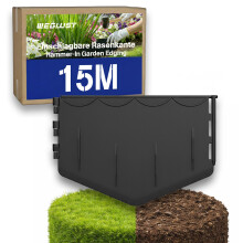 WEGLUST Plastic Lawn Edging, Easy to Use Flower Bed Edging, Stable and Flexible, Invisible Flower Bed Border, Recycled Plastic (15 Metres)